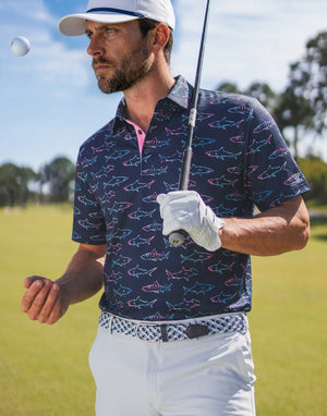 Polos estampados con cuello y elasticidad en 4 direcciones